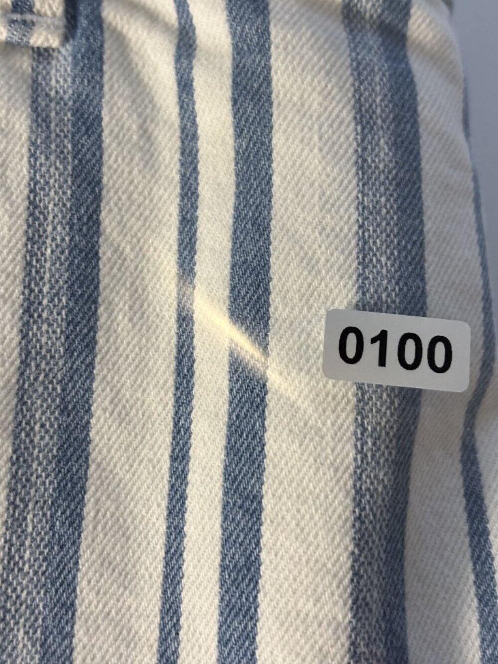 LOFT Blue & White Striped High-Rise Cutoff Denim Shorts Size 12 - Picture 8 of 8